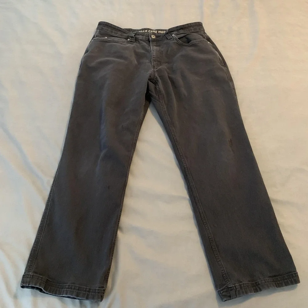 Duluth‎ Trading Co Pants Mens 35x28 Gray Flex Fire Hose Relaxed Canvas Workwear